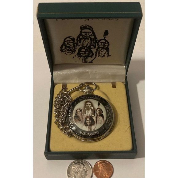 Vintage Metal Pocket Watch, Founding Fathers, Native, Clock, Time Piece, - Picture 1 of 5